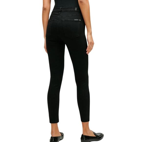 7 For All Mankind Ankle Skinny Jeans- Black Size 24 - Picture 2 of 10